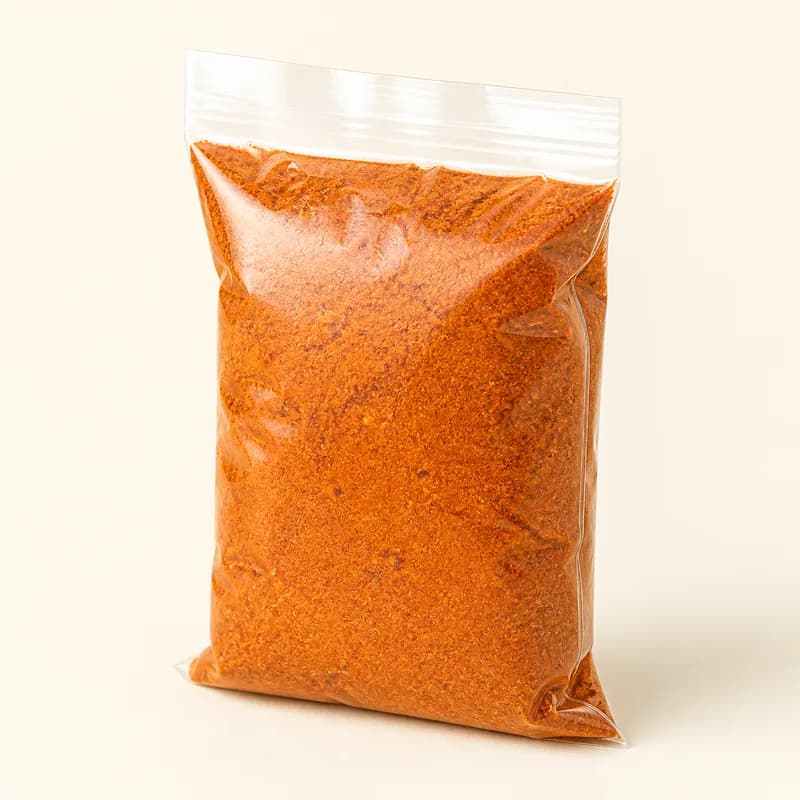 Nigerian jollof rice seasoning mix in a clear pack